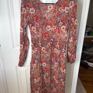Sezane Vibrant Floral Long Sleeve Dress